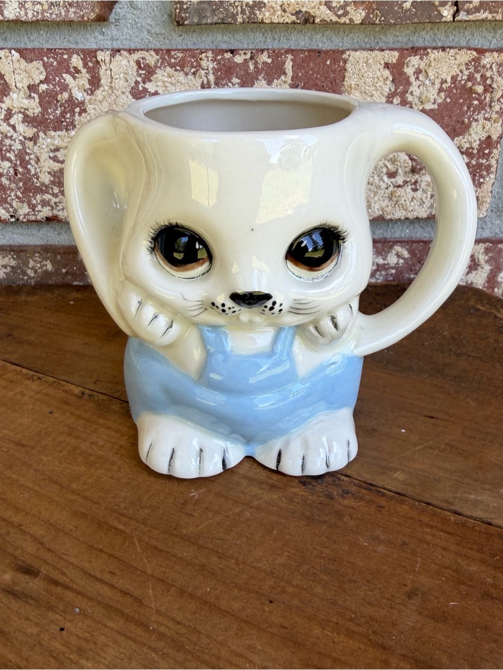 Vintage Ceramic Bunny Mug Handmade & Signed Inscription & Dated 1986 Excellent!